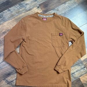 Wrangler Brown Long Sleeve Pocket T Shirt, men’s small